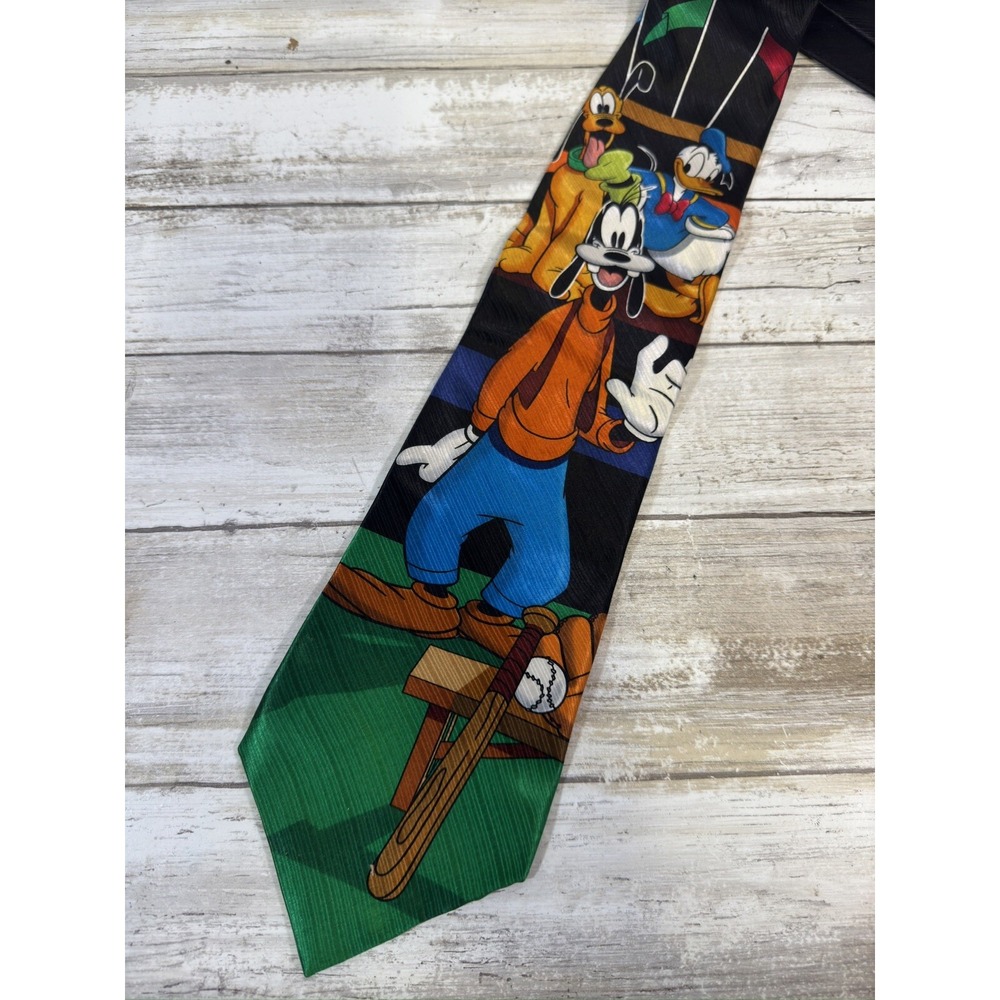 Mickey Unlimited Silk‎ Necktie Disney Baseball Goofy Donald Vintage Retro Tie